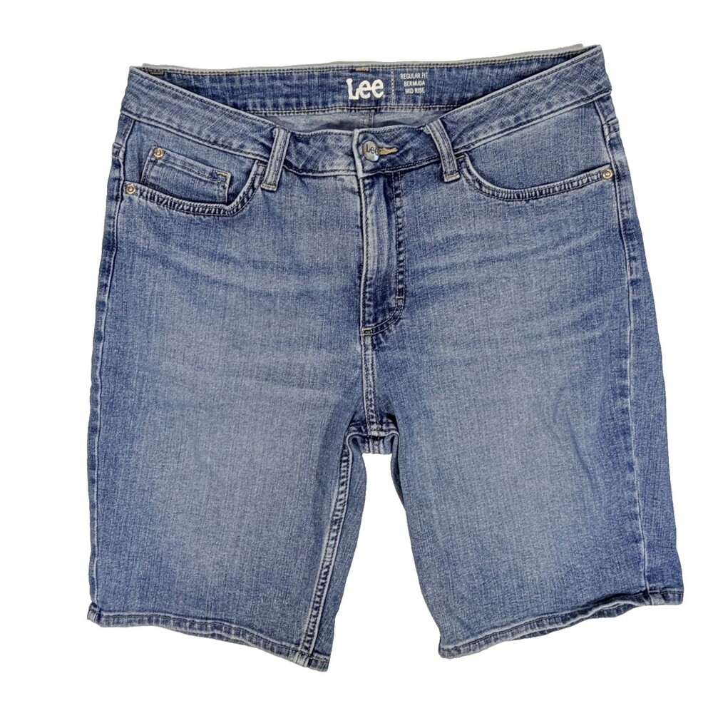 LEE Bermuda Jeans Shorts Women's Size 10 Stretch Light Wash 5-Pocket